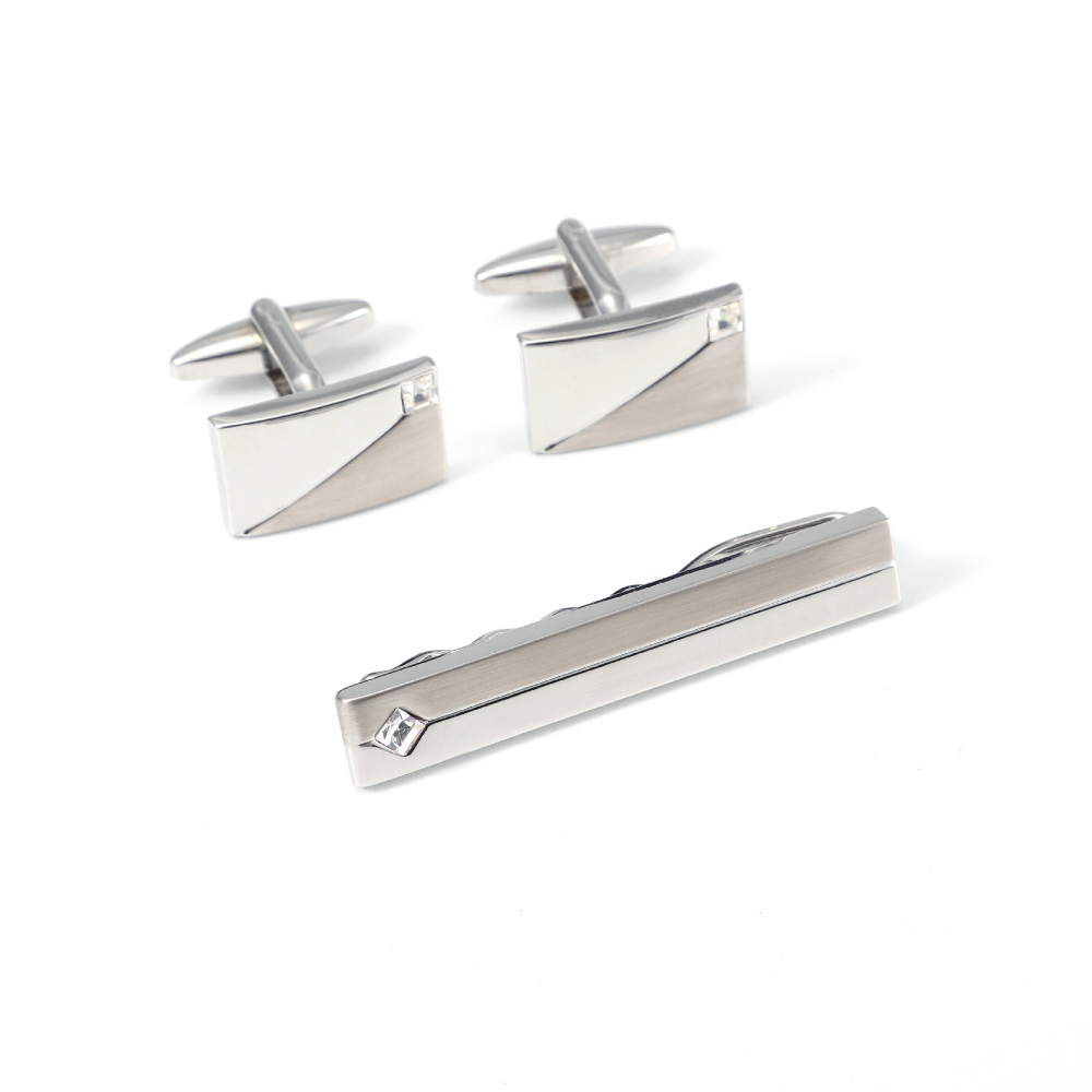 Simple Geometric Diamond Studd - Cufflinks Silver Set recension och pris