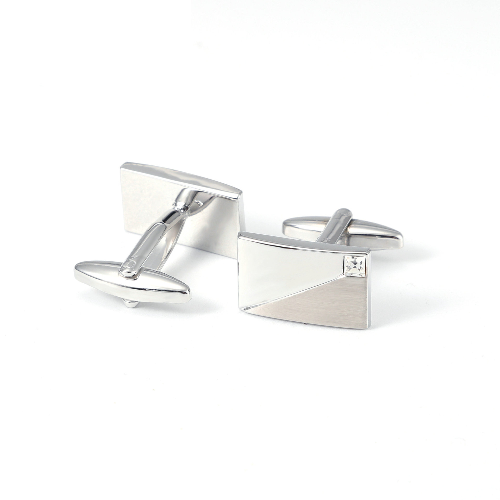 Simple Geometric Diamond Studd - Cufflinks Silver Set recension och pris