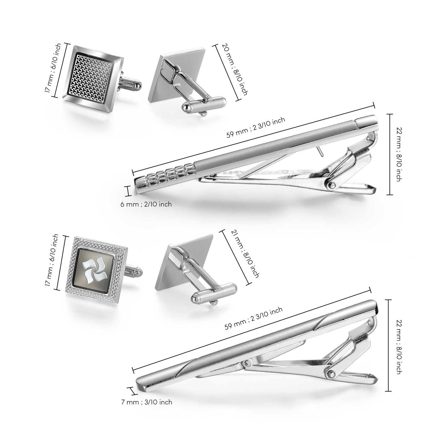 Tie Clip And Cufflink Set To M - Cufflinks Silver Set recension och pris