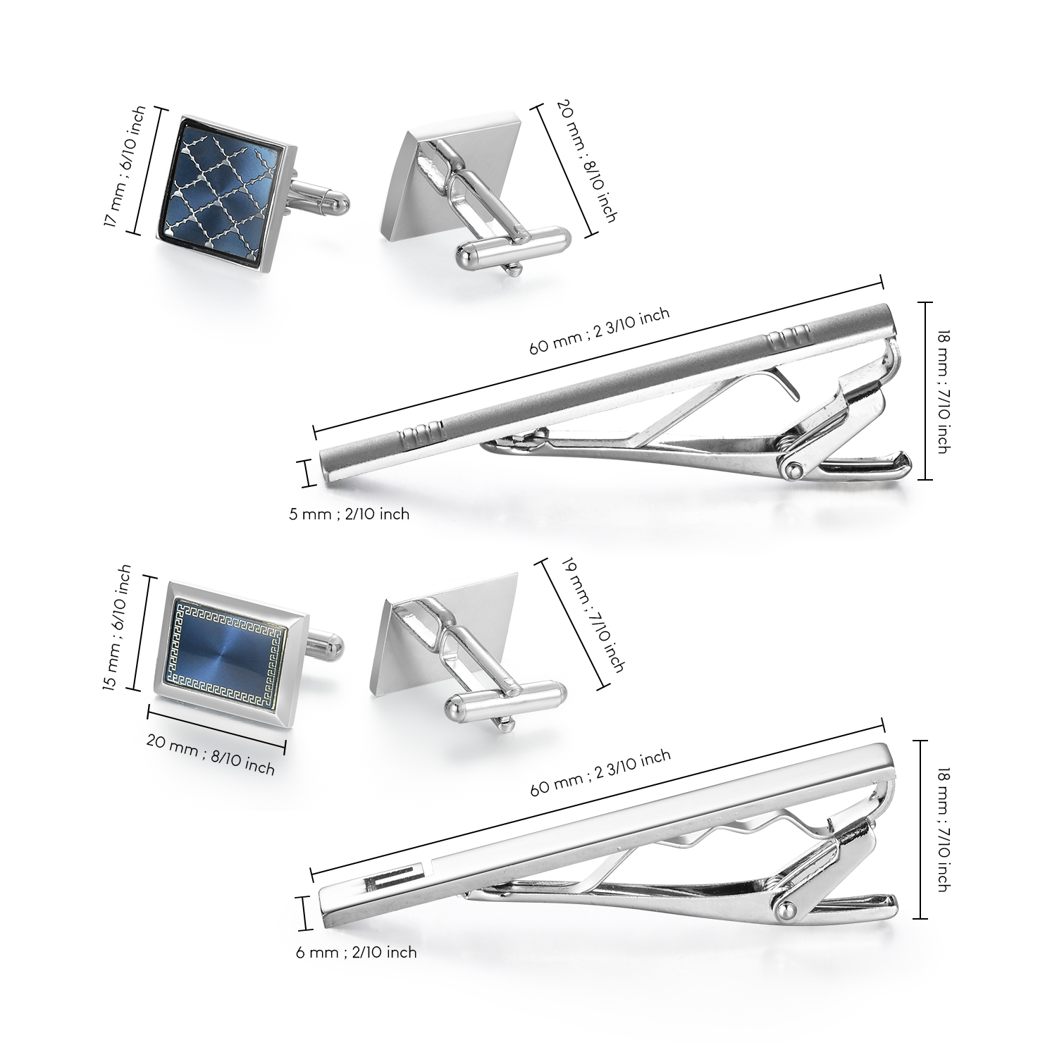 Tie Clip And Cufflink Set To M - Cufflinks Silver Set recension och pris