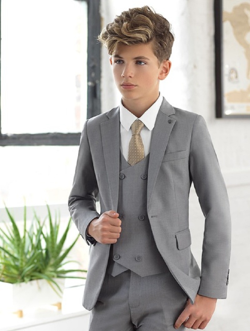 Light Grey Notch Lapel Kids Su - Formal Wear For Men Kids recension och pris