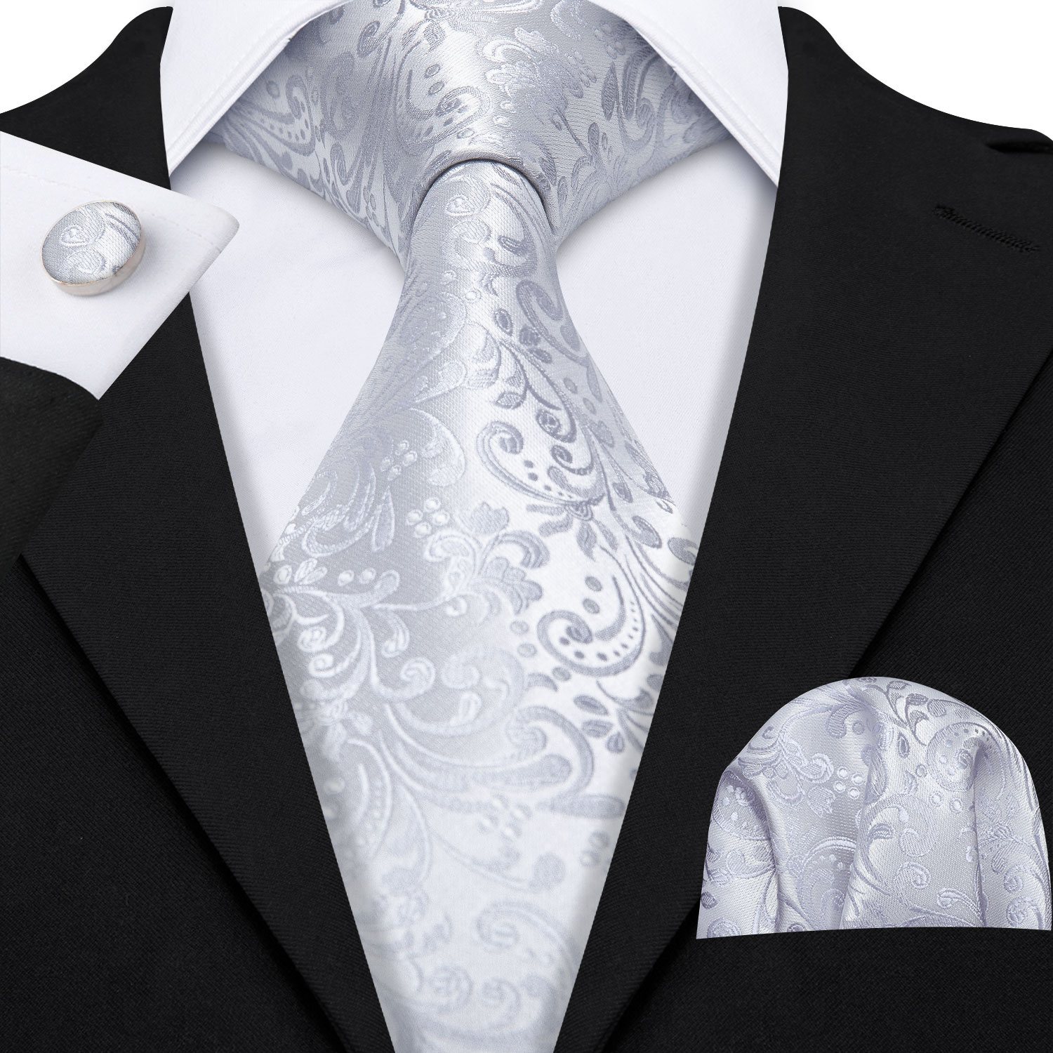 White Silver Apricot Ties for  - Cufflinks Silver Set recension och pris