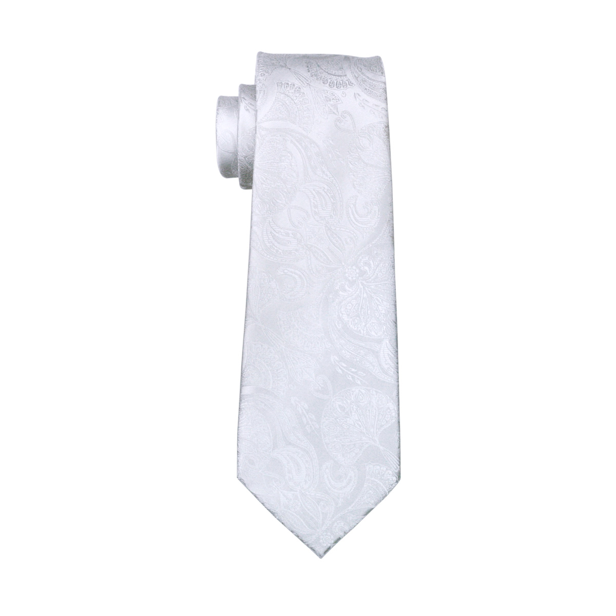 FA-393 Men's Tie White Paisley - Cufflinks Silver Set recension och pris