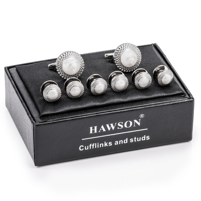 HAWSON Silver Plated Opal Shel - Cufflinks Silver Set recension och pris