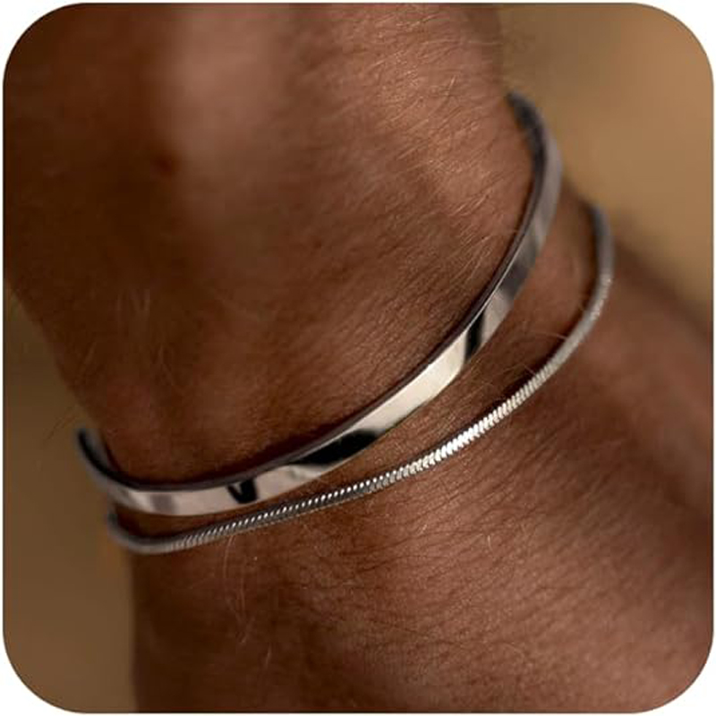 Stackable Bracelets for Men, 9 - Cufflinks Silver Set recension och pris