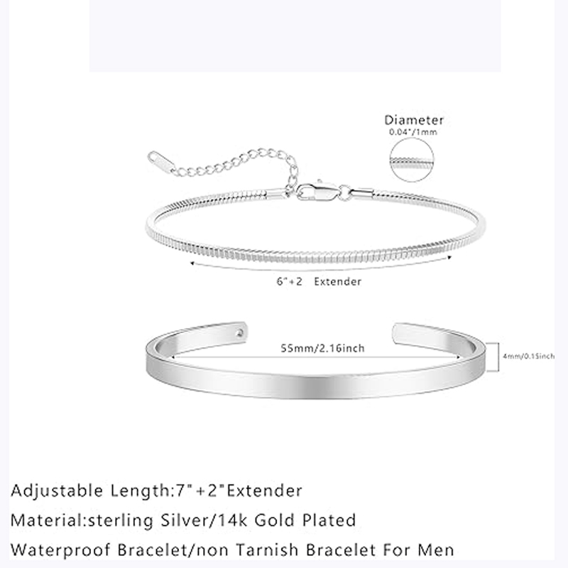 Stackable Bracelets for Men, 9 - Cufflinks Silver Set recension och pris